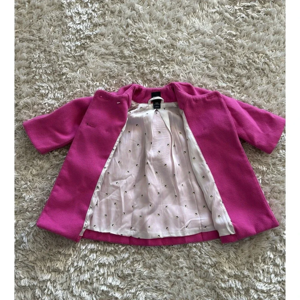 Baby Gap Pink Pea Coat Infant Size 6-12 Months Button Front Jacket Bow Holiday
